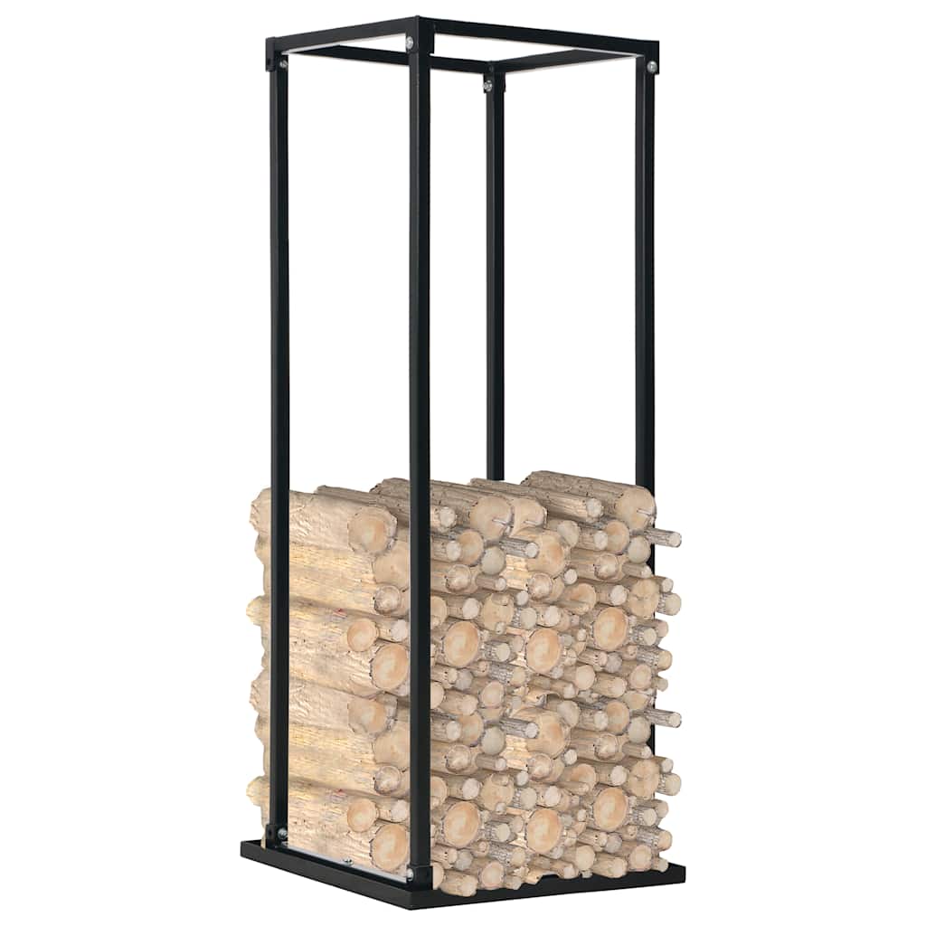 Firewood rack with base, black, 37x37x113 cm, steel