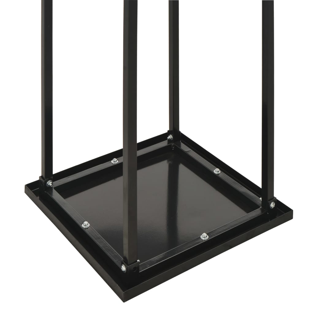 Firewood rack with base, black, 37x37x113 cm, steel