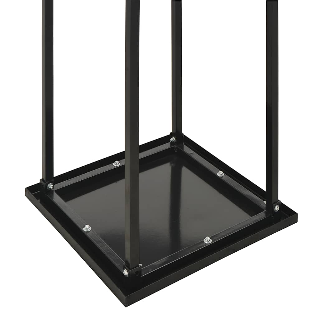 Firewood rack with base, black, 37x37x113 cm, steel
