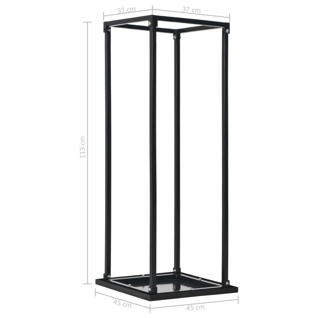 Firewood rack with base, black, 37x37x113 cm, steel