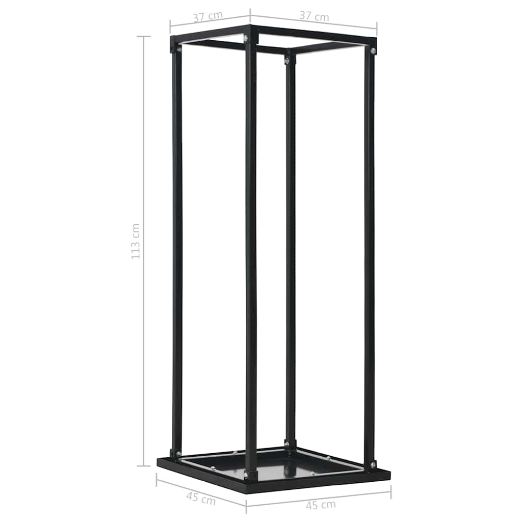 Firewood rack with base, black, 37x37x113 cm, steel