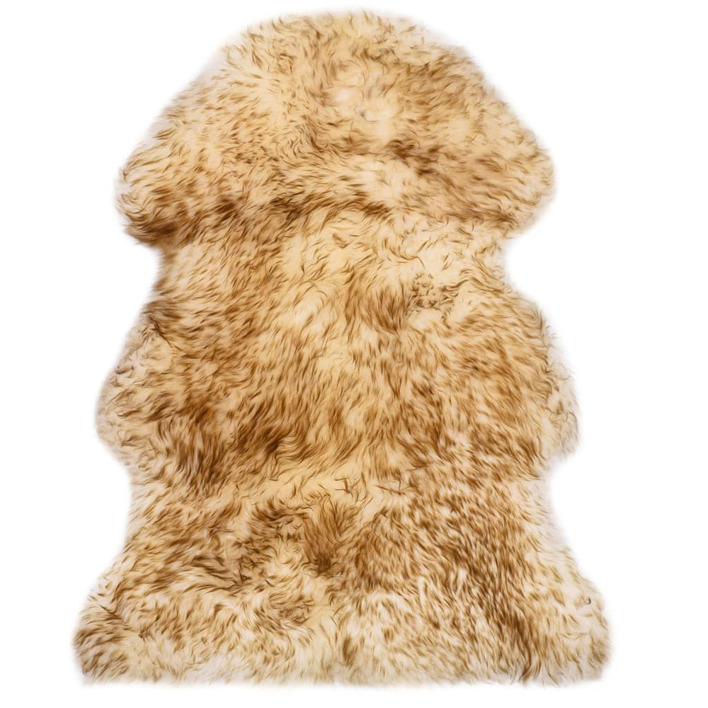 Sheepskin rug, brown mix, 60x90 cm