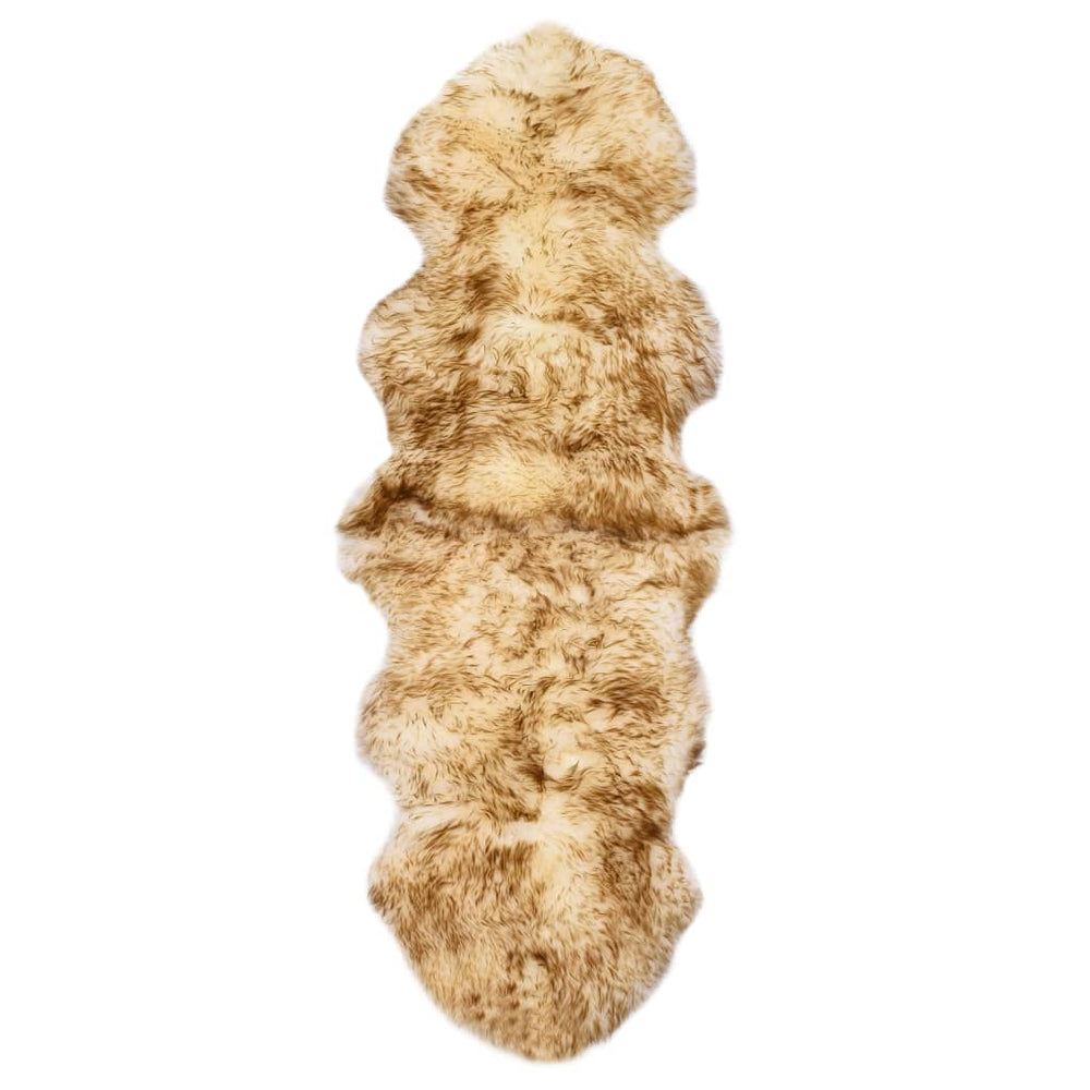 Sheepskin rug, brown mix, 60x180 cm