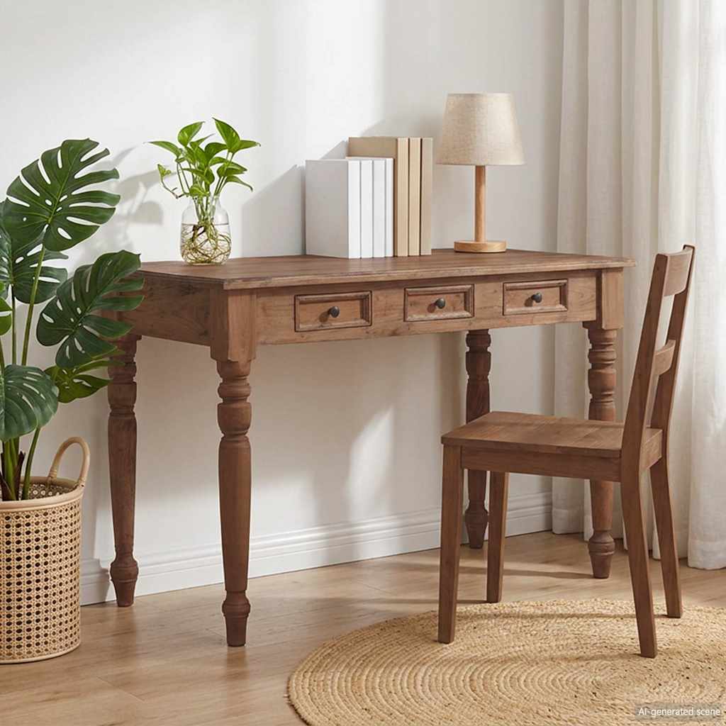Stalas su stalčiais, 117x57x75cm, raudonmedžio medienos masyvas