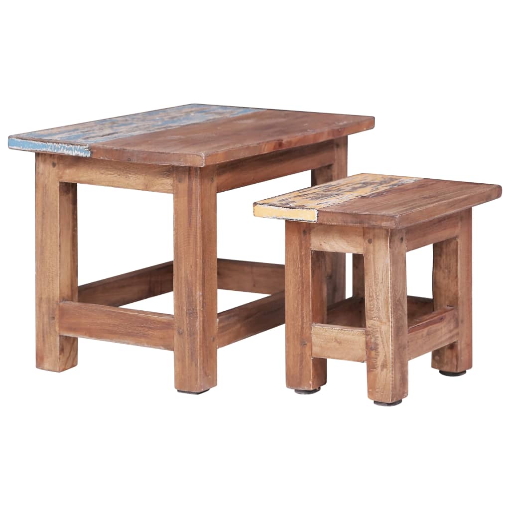 Nesting tables, 2 pcs., solid mahogany wood