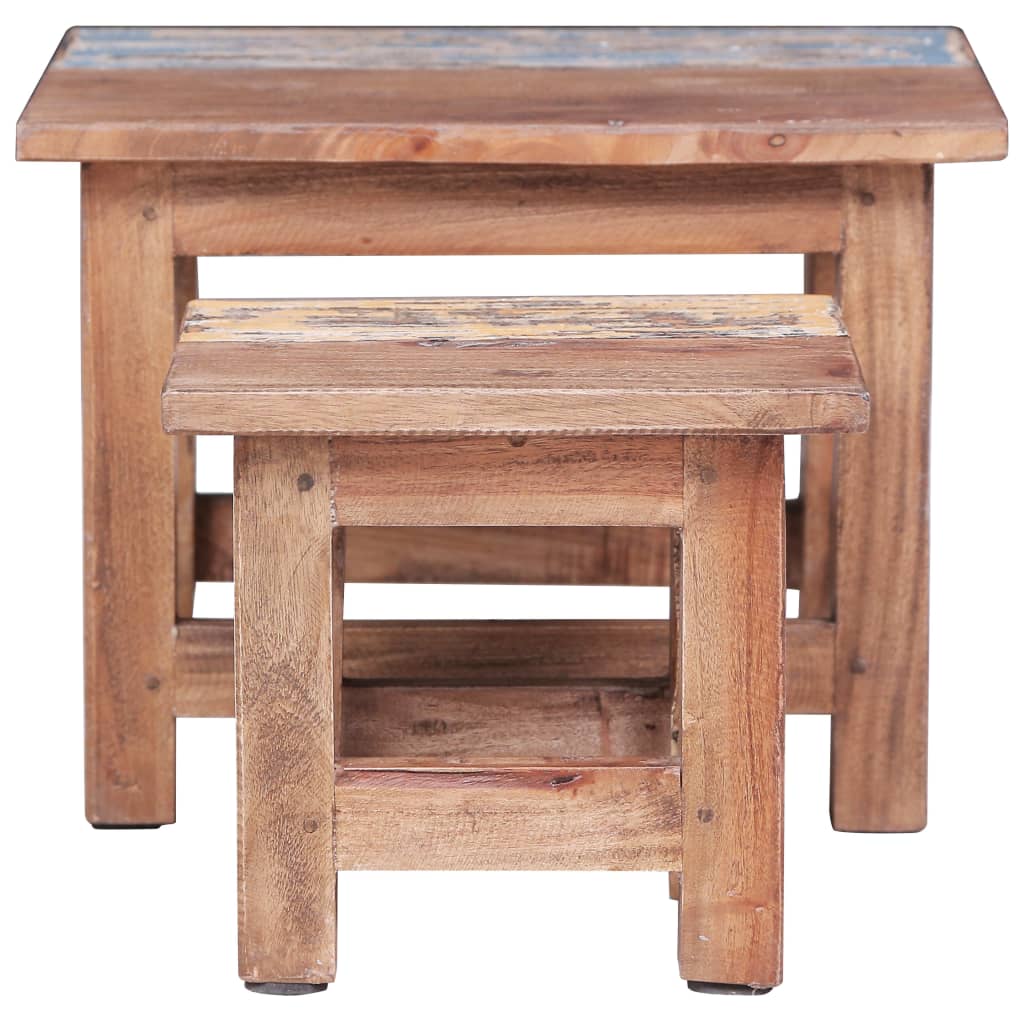 Nesting tables, 2 pcs., solid mahogany wood