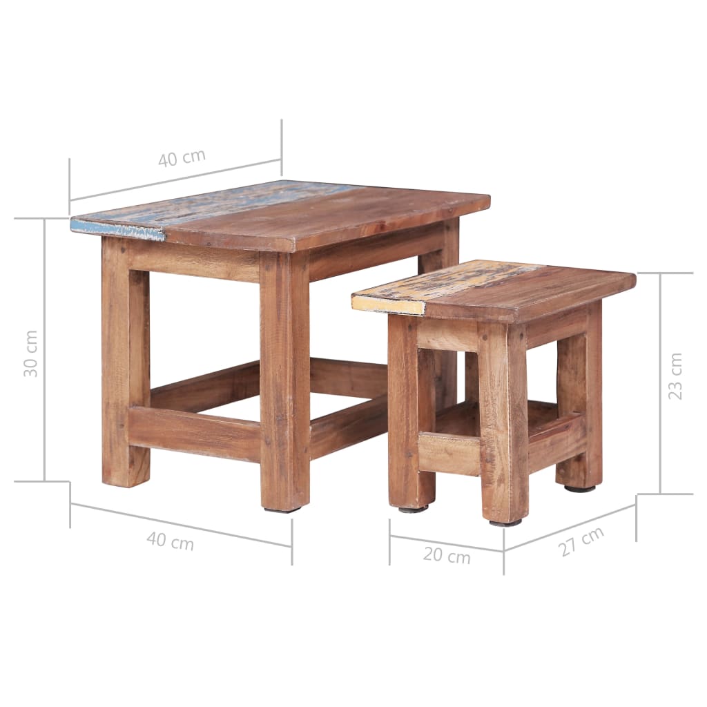 Nesting tables, 2 pcs., solid mahogany wood