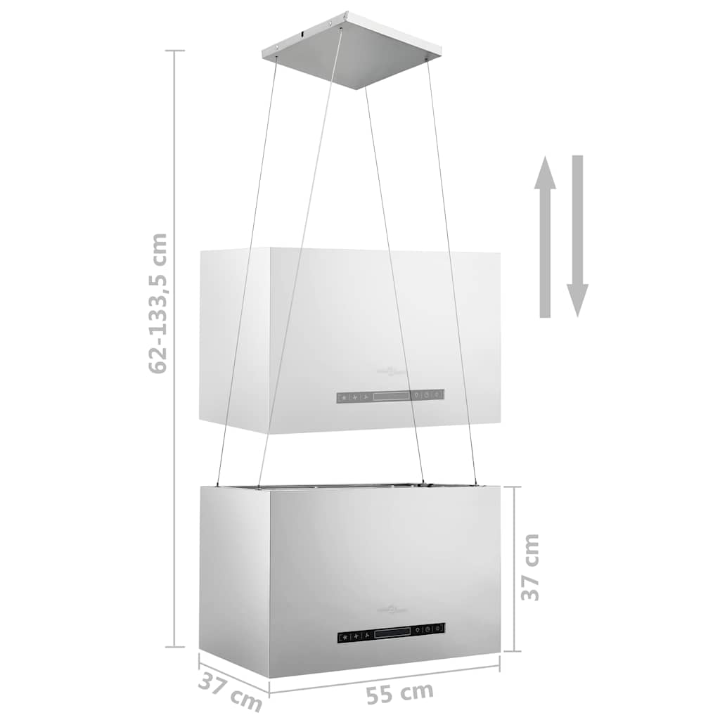 Piekaramais tvaika nosūcējs, nerūsējošais tērauds, 55cm, LCD ekrāns
