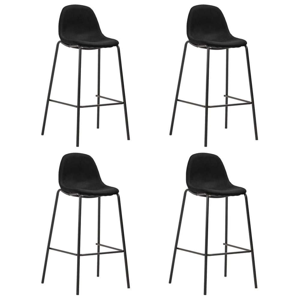 Bar stools, 4 pcs, black, fabric