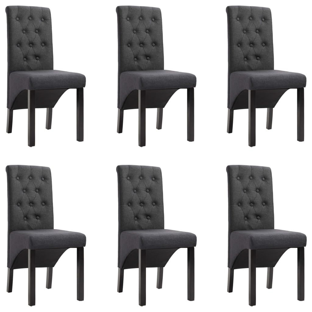 Dining chairs, 6 pcs, dark grey, fabric