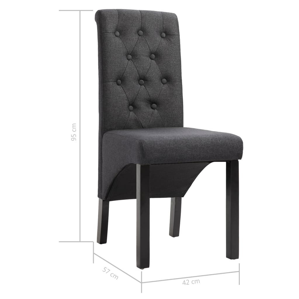 Dining chairs, 6 pcs, dark grey, fabric
