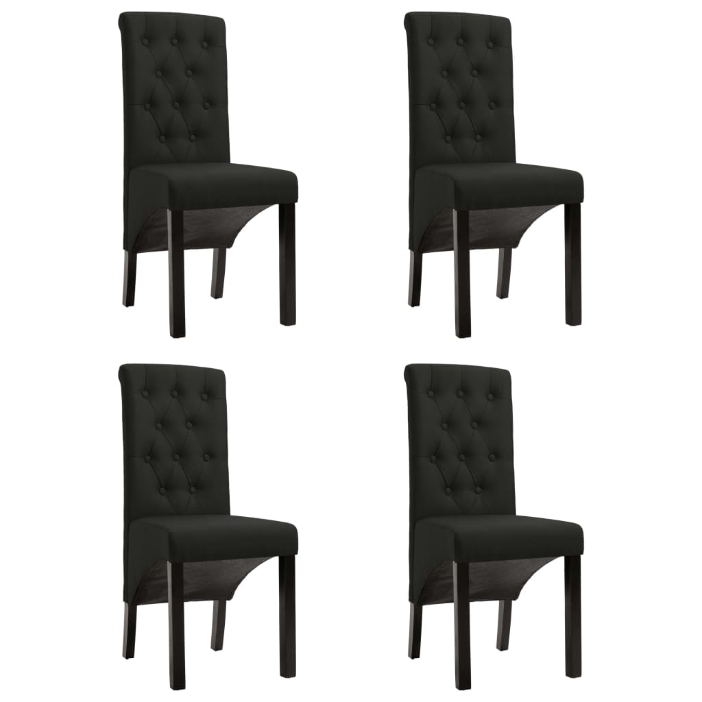 Dining chairs, 4 pcs, black, fabric