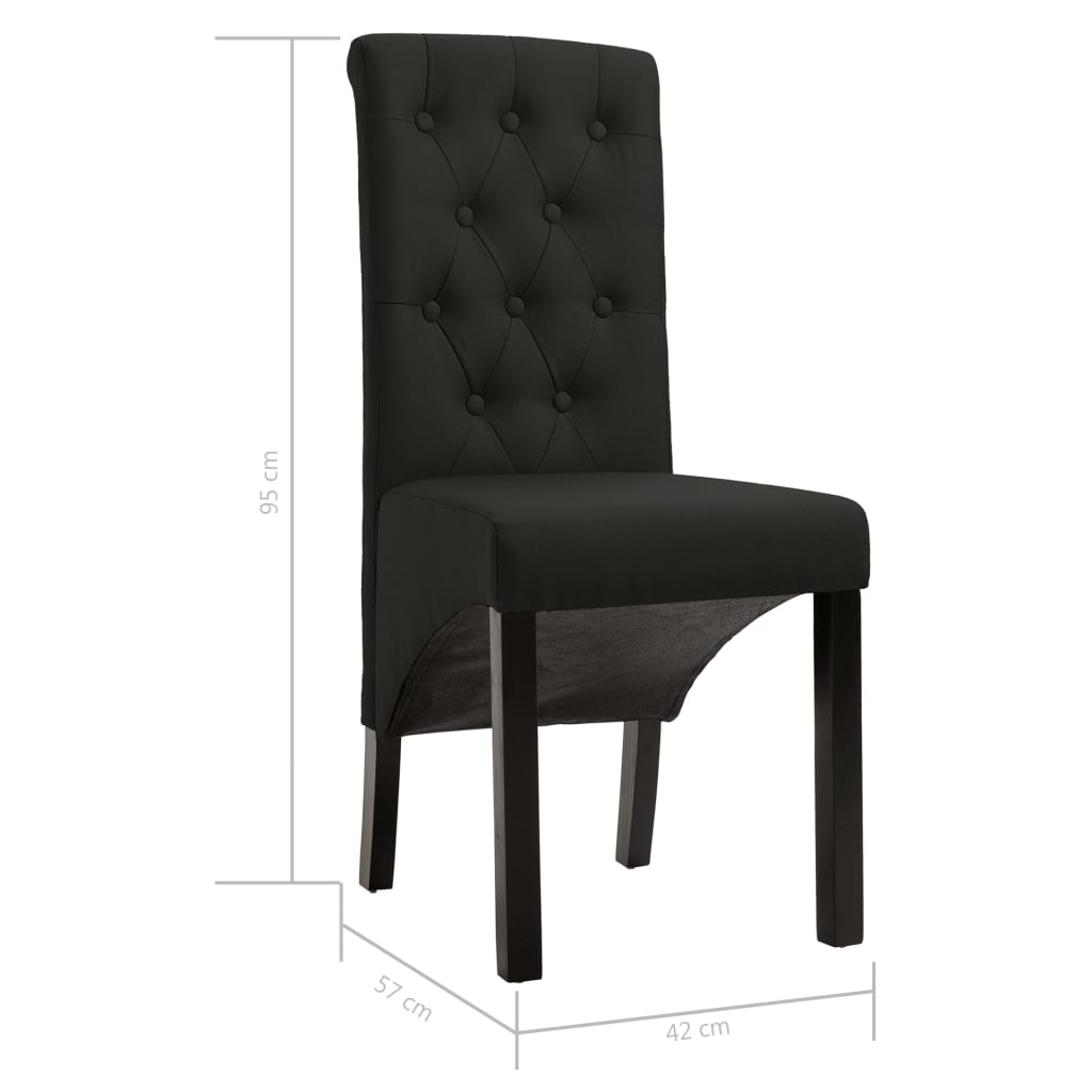 Dining chairs, 4 pcs, black, fabric