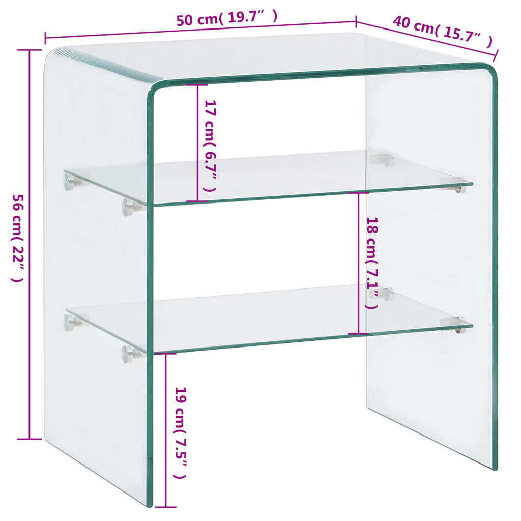 Coffee table, 50x40x56cm, tempered glass