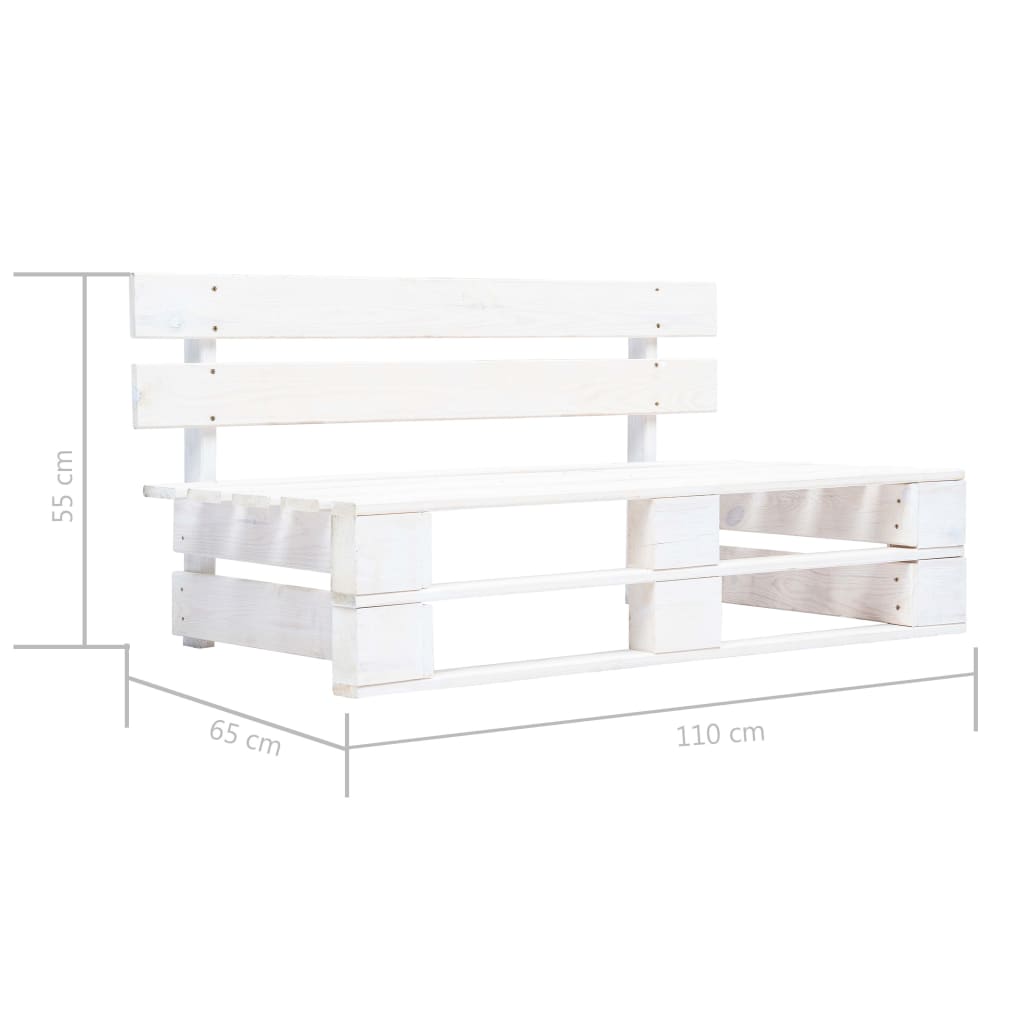 Garden bench from pallets, white, wood