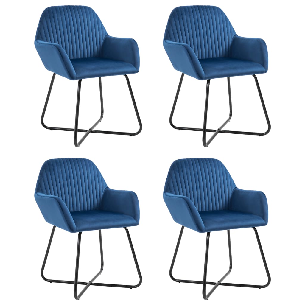 Dining chairs, 4 pcs., blue, velvet