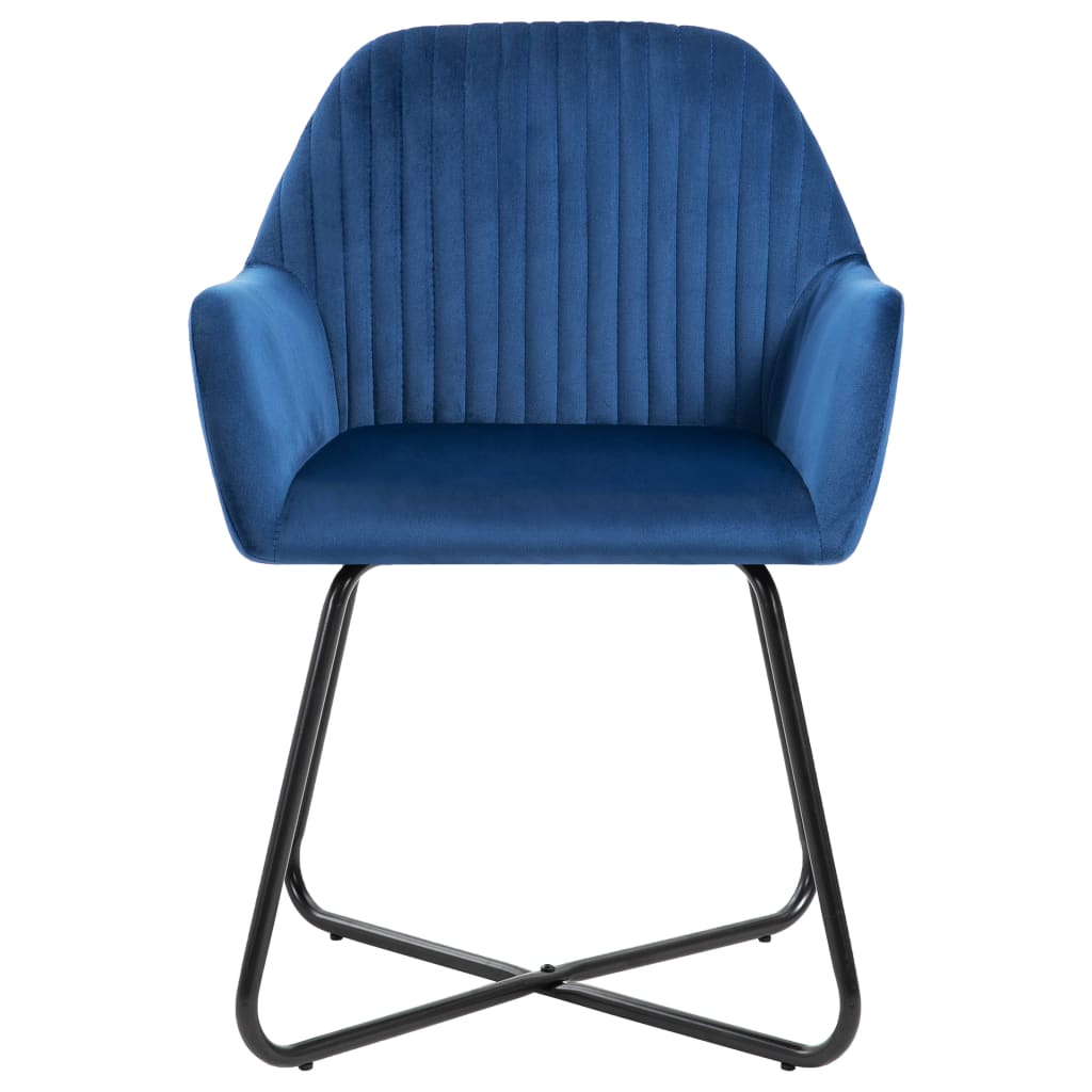 Dining chairs, 4 pcs., blue, velvet
