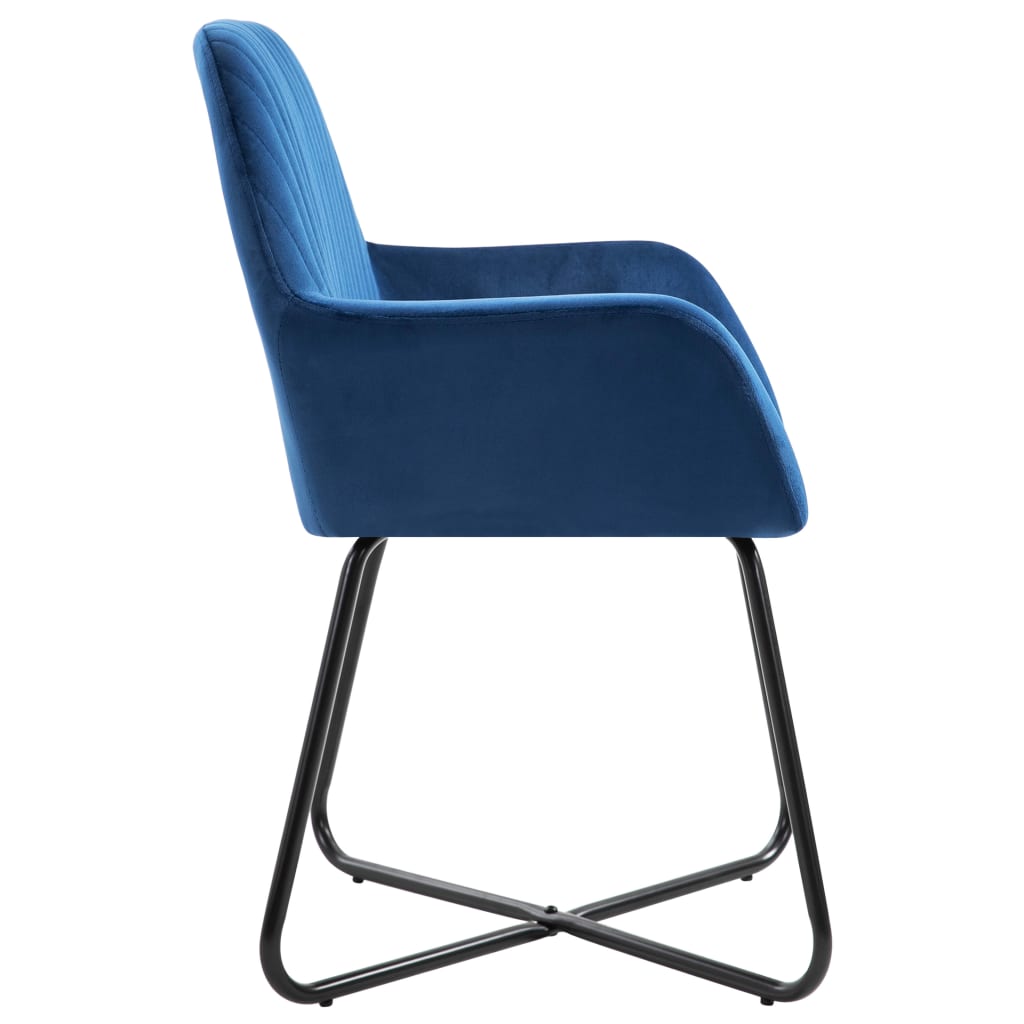 Dining chairs, 4 pcs., blue, velvet