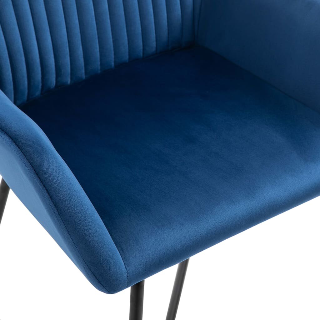 Dining chairs, 4 pcs., blue, velvet