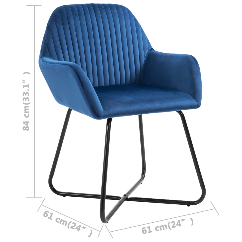 Dining chairs, 4 pcs., blue, velvet