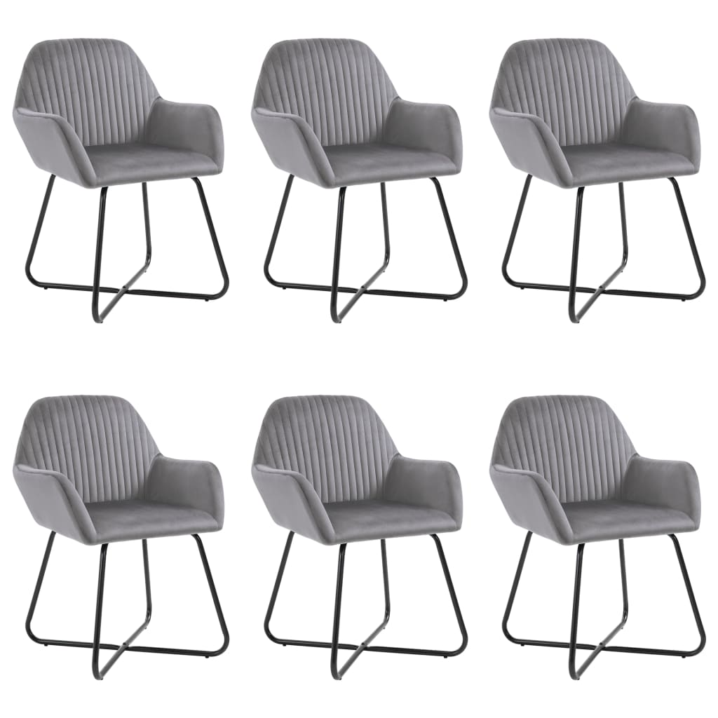 Dining chairs, 6 pcs., grey, velvet