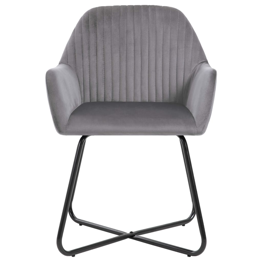 Dining chairs, 6 pcs., grey, velvet