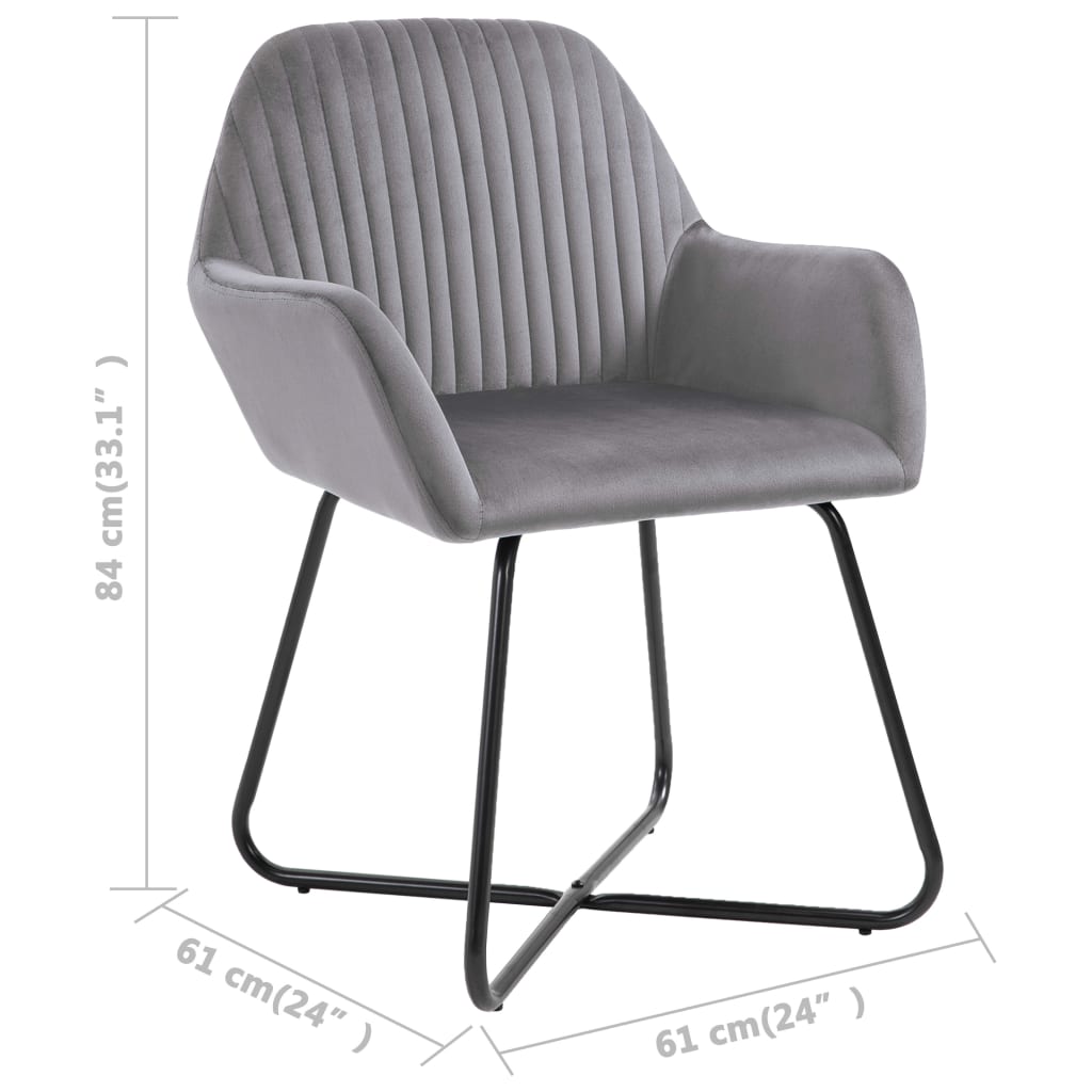 Dining chairs, 6 pcs., grey, velvet