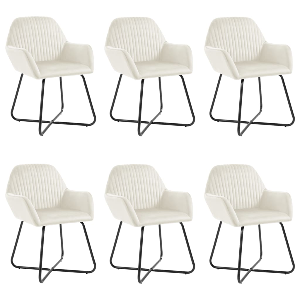 Dining chairs, 6 pcs, cream, velvet