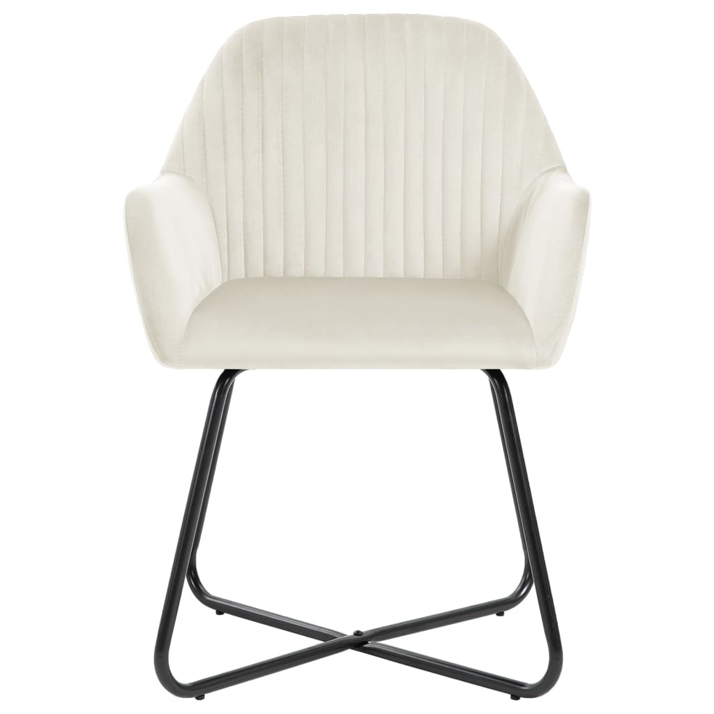 Dining chairs, 6 pcs, cream, velvet