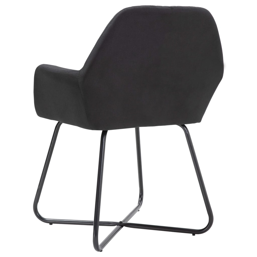 Dining chairs, 6 pcs, black, fabric