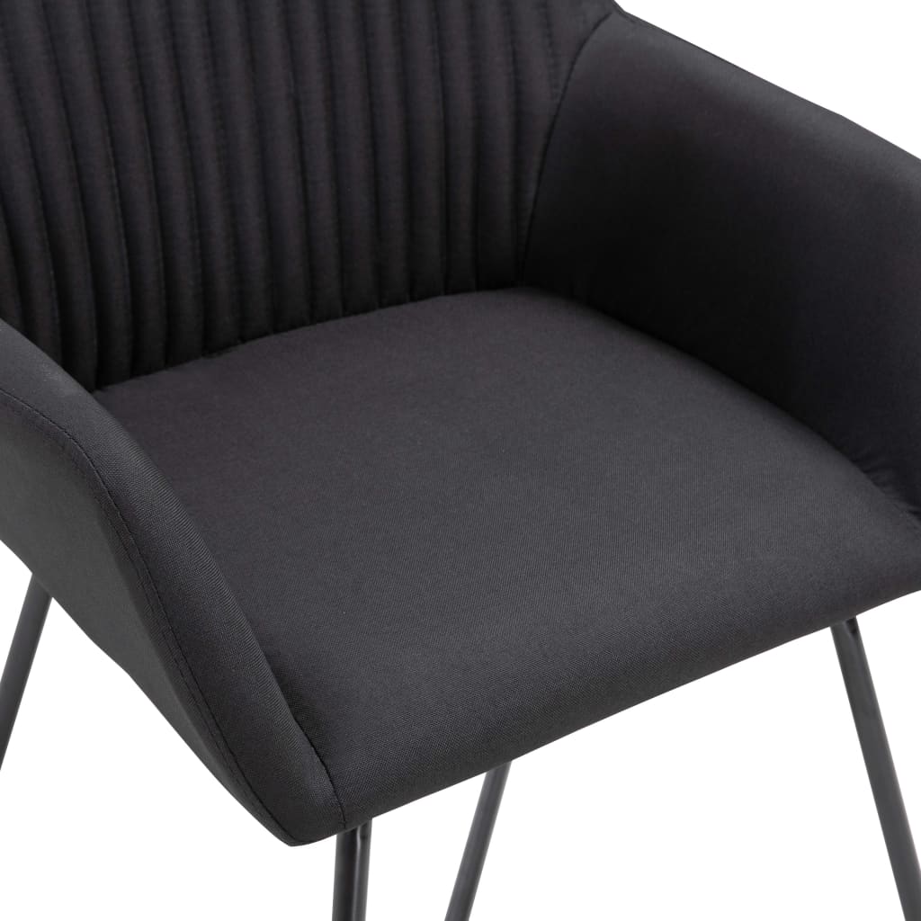 Dining chairs, 6 pcs, black, fabric