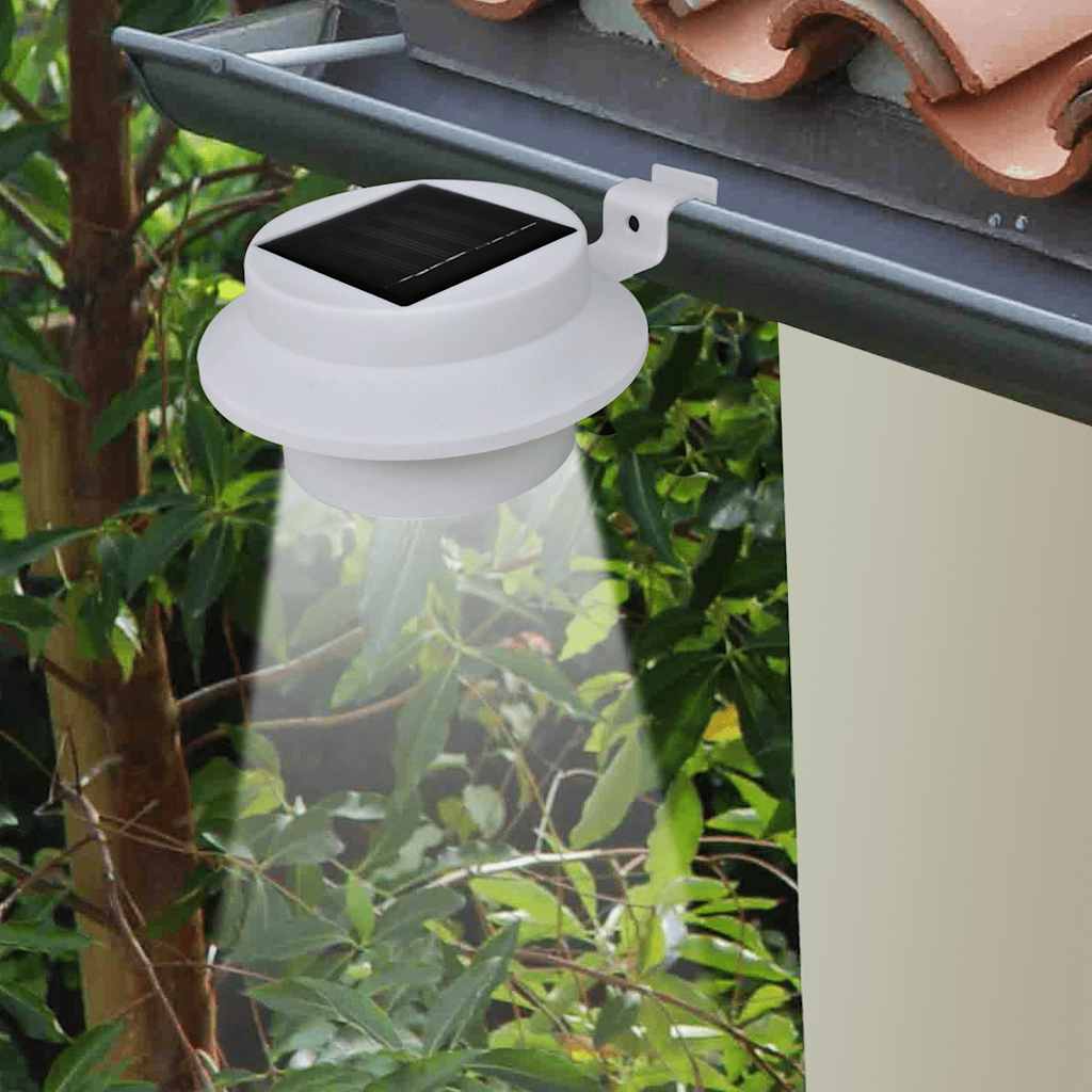 Saulės energija įkraunami LED lauko šviestuvai, 12 vnt., balti