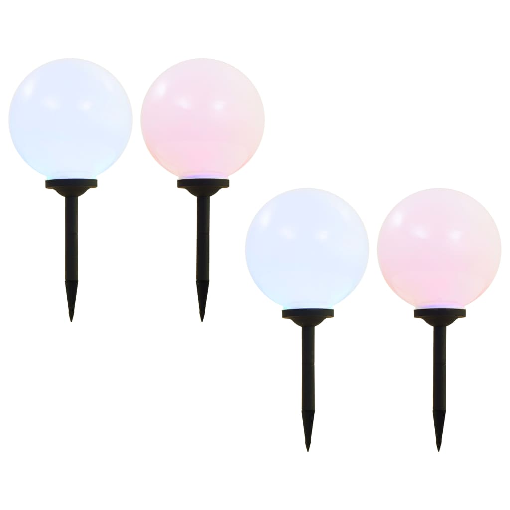 Solar powered LED outdoor lights, 4 pcs, 30cm, spherical, multicolour