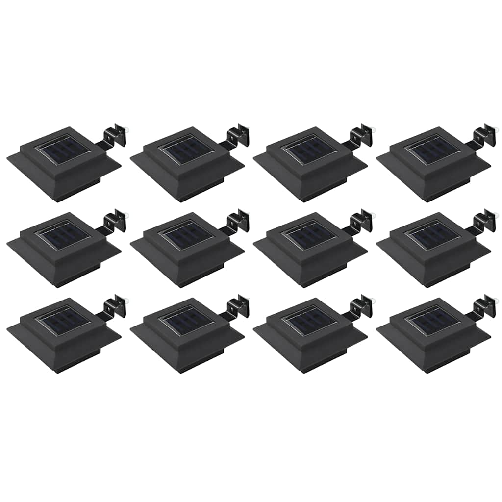 Solar. en. rec. LED outdoor light, 12pcs, black, 12cm, square.