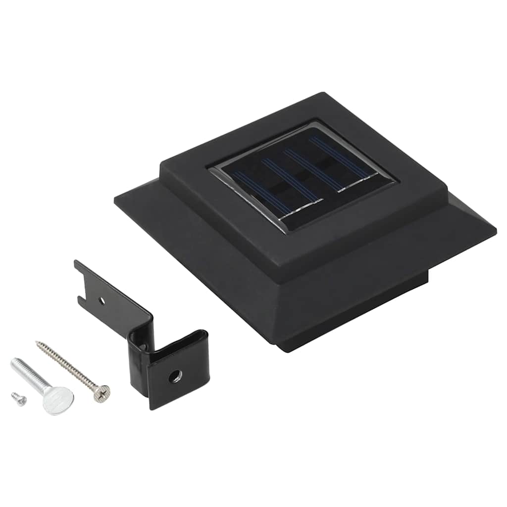 Solar. en. rec. LED outdoor light, 12pcs, black, 12cm, square.
