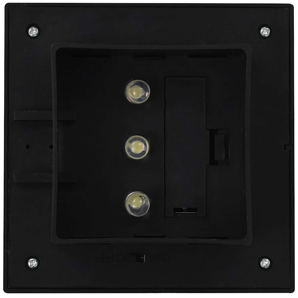 Solar. en. rec. LED outdoor light, 12pcs, black, 12cm, square.