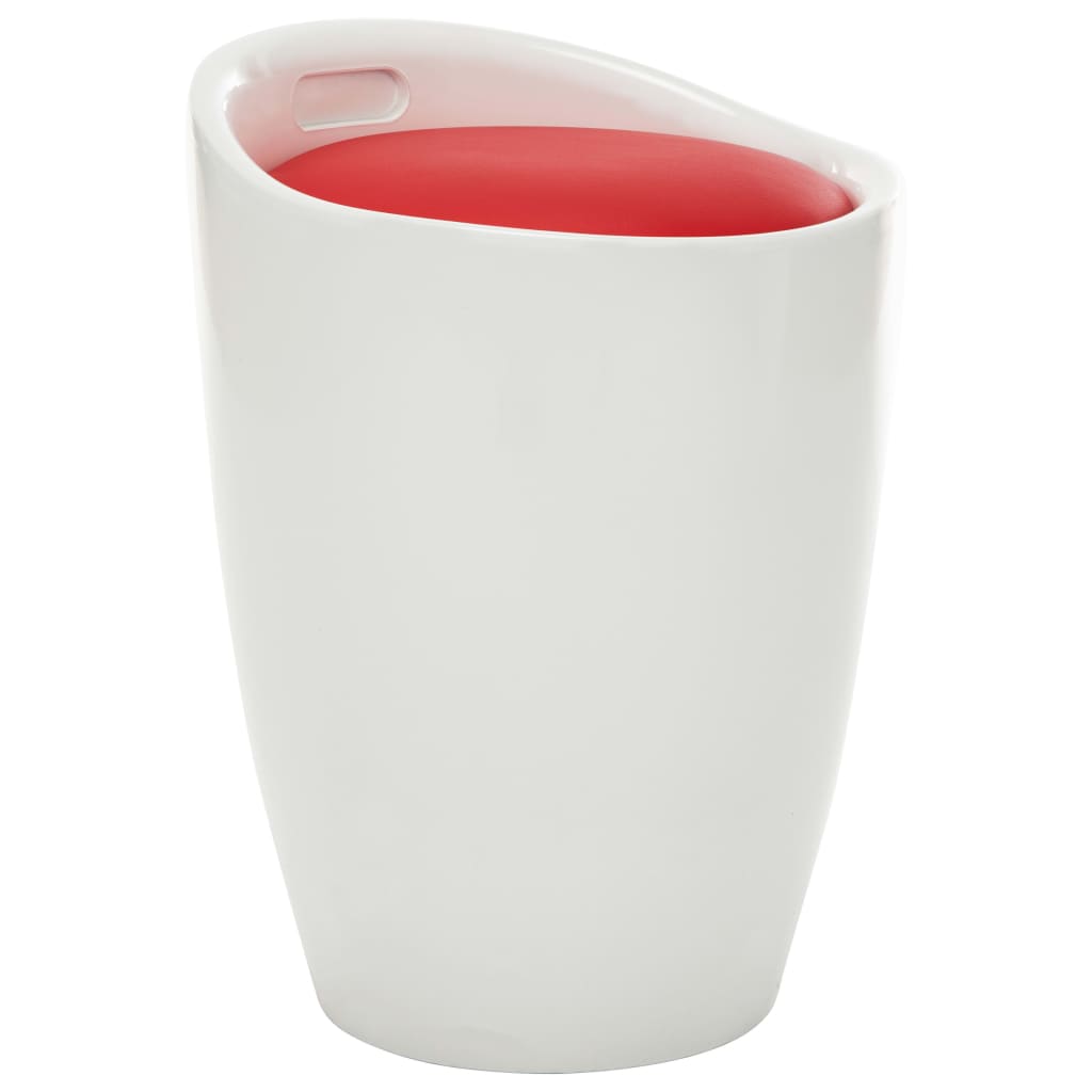 Taburetė-daiktadėžė, baltos ir raudonos spalvos, dirbtinė oda