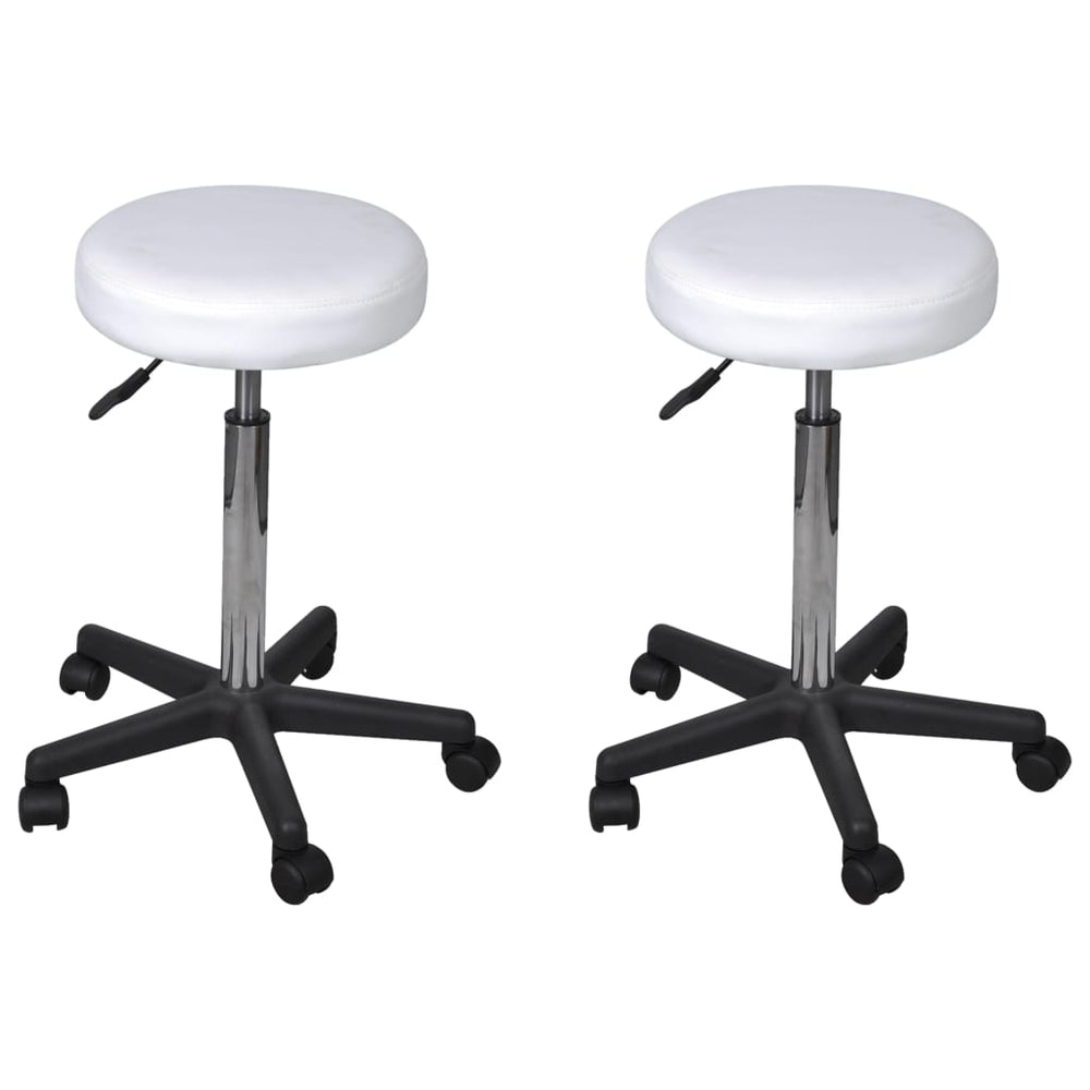 Office Stools, 2 pcs, white, 35.5x84 cm, artificial leather