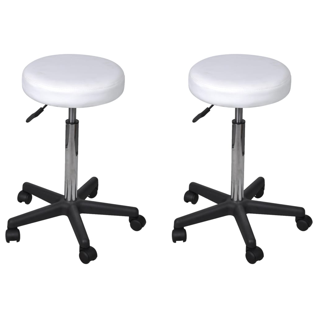 Office Stools, 2 pcs, white, 35.5x84 cm, artificial leather