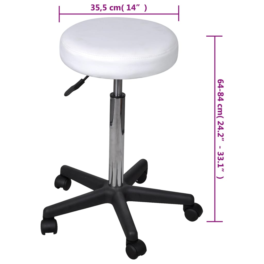 Office Stools, 2 pcs, white, 35.5x84 cm, artificial leather