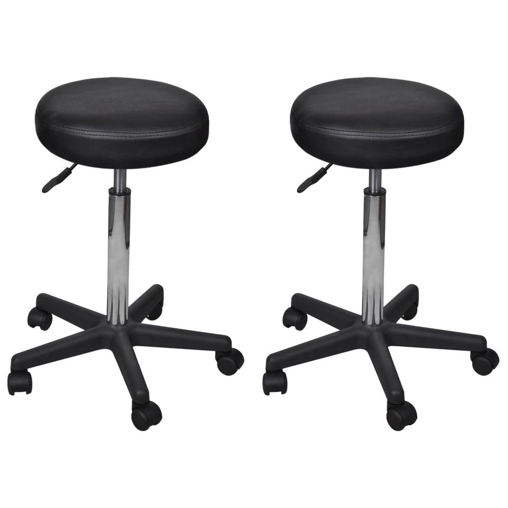 Office stools, 2 pcs., black, 35.5x84 cm, artificial leather