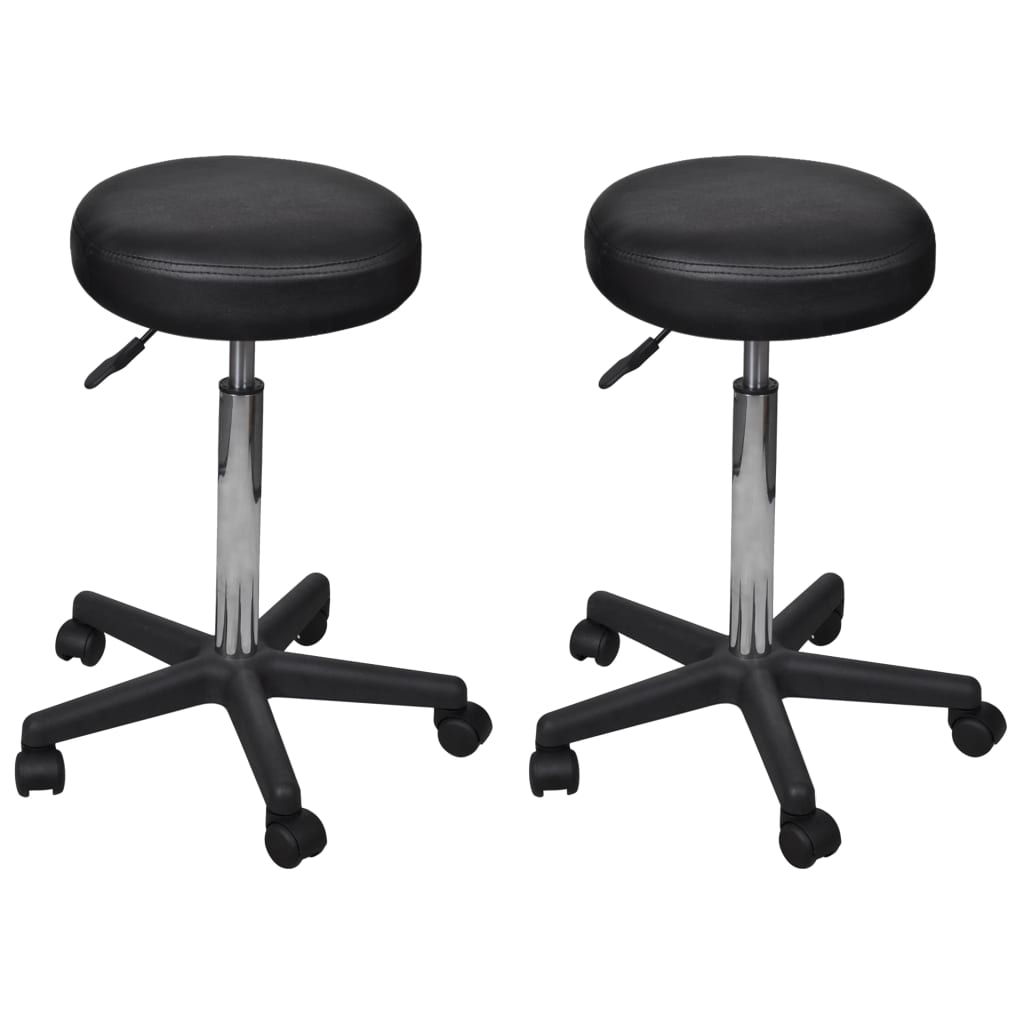 Office stools, 2 pcs., black, 35.5x84 cm, artificial leather