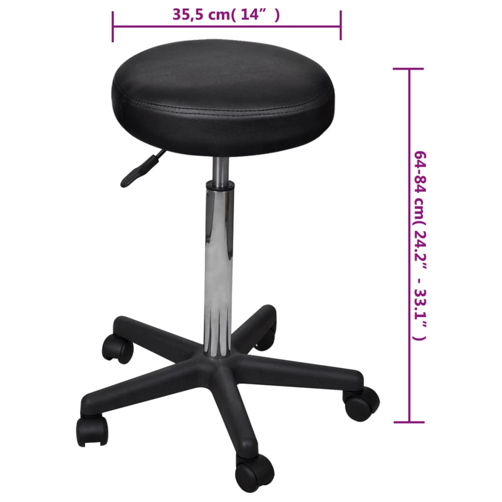 Office stools, 2 pcs., black, 35.5x84 cm, artificial leather