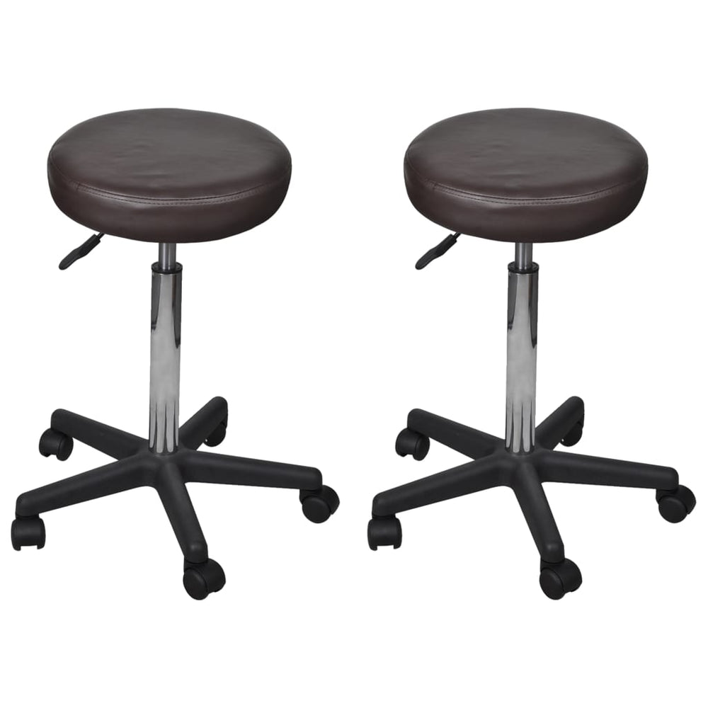 Office stools, 2 pcs., brown, 35.5x84 cm, artificial leather