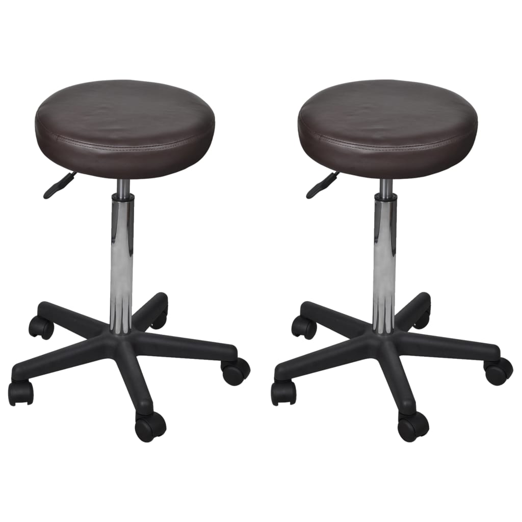 Office stools, 2 pcs., brown, 35.5x84 cm, artificial leather