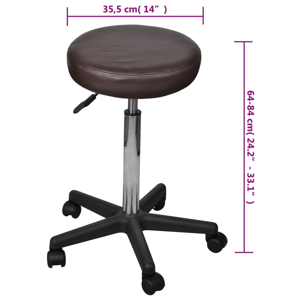 Office stools, 2 pcs., brown, 35.5x84 cm, artificial leather