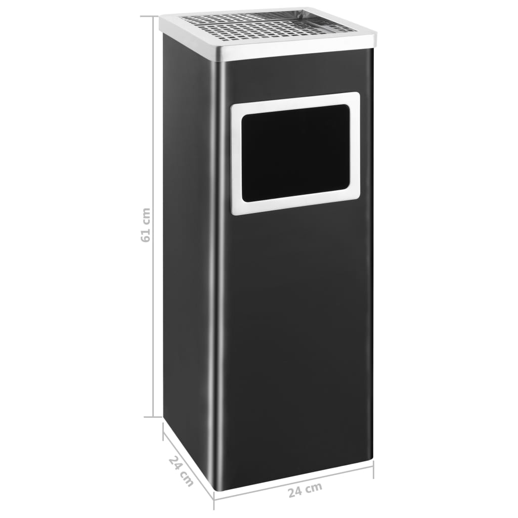 Šiukšliadėžė-peleninė, juodos spalvos, plienas, 36l