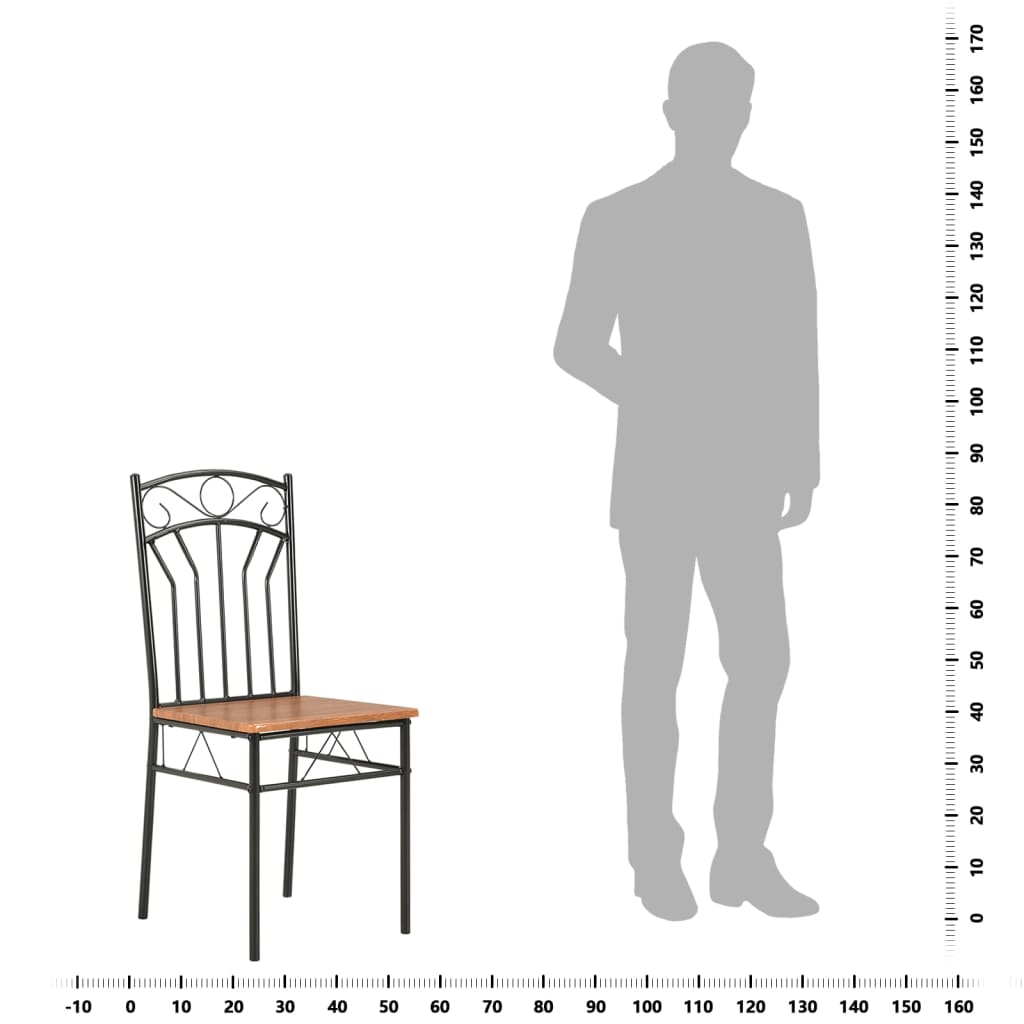 Dining chairs, 6 pcs, brown, MDF