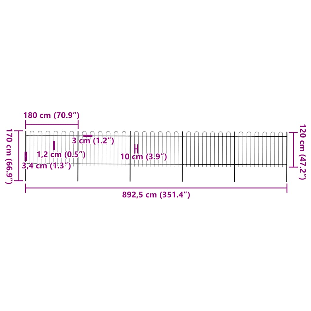 Sodo tvora su apvaliais viršugaliais, juoda, 8,5x1,2 m, plienas