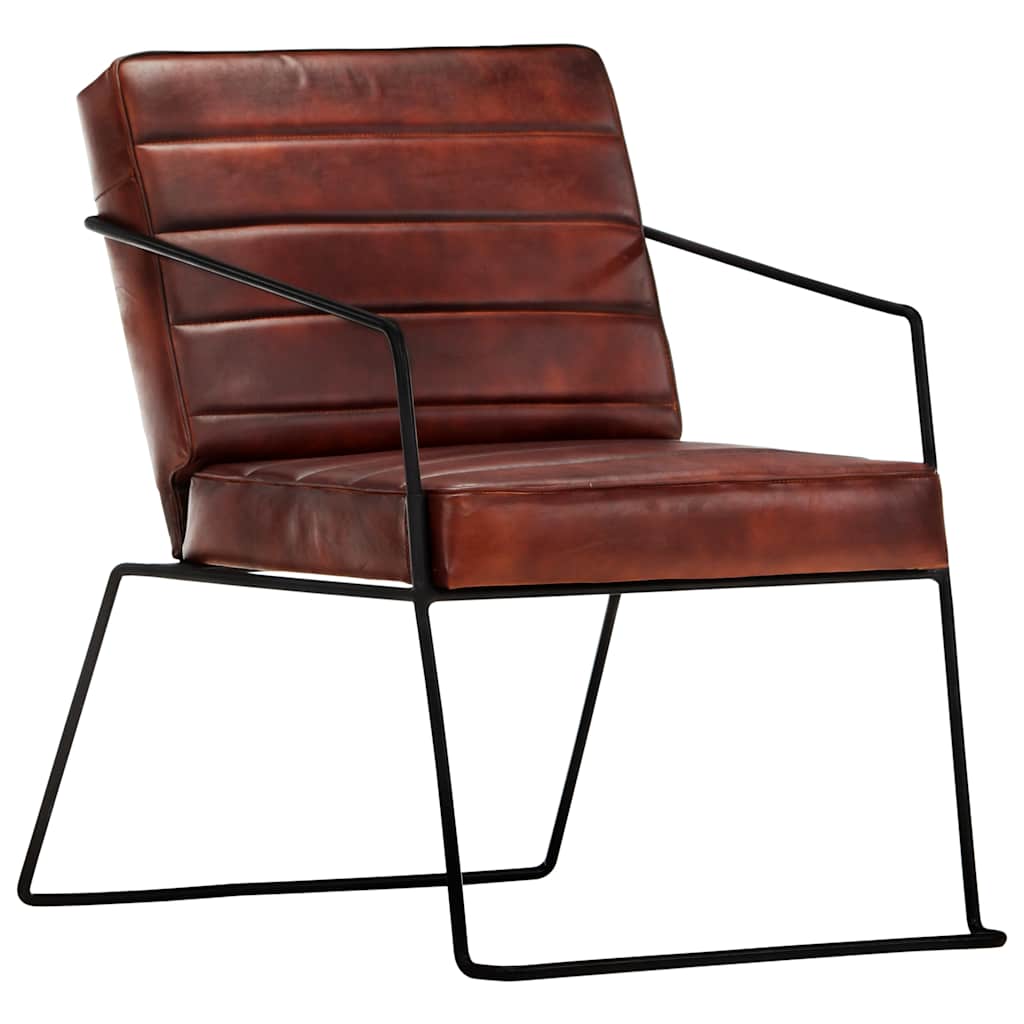 Armchair, dark brown, genuine leather